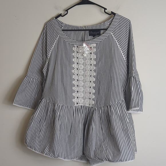 NWOT Cottagecore Popover Blouse Embroidered Panel Lace Women's Oversized M - Picture 11 of 11